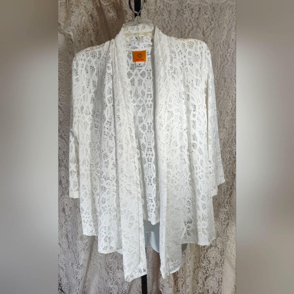 Ruby Rd White Lace Women's Jacket Kimono Shrug